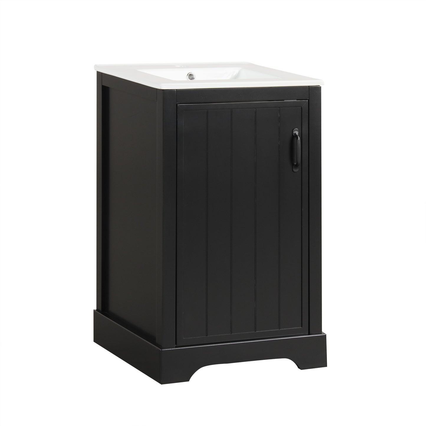 VanityFus 20-in Bathroom Vanity Black Single Sink Combo with Ceramic Top 1 Soft Close Door Adjustable Shelves