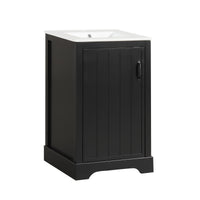 VanityFus 20-in Bathroom Vanity Black Single Sink Combo with Ceramic Top 1 Soft Close Door Adjustable Shelves