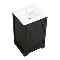 VanityFus 20-in Bathroom Vanity Black Single Sink Combo with Ceramic Top 1 Soft Close Door Adjustable Shelves
