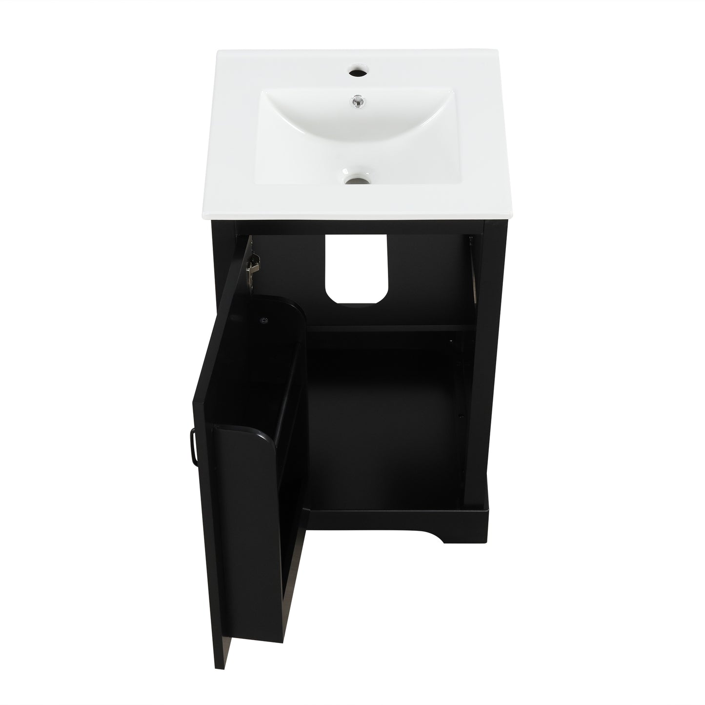 VanityFus 20-in Bathroom Vanity Black Single Sink Combo with Ceramic Top 1 Soft Close Door Adjustable Shelves