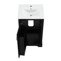 VanityFus 20-in Bathroom Vanity Black Single Sink Combo with Ceramic Top 1 Soft Close Door Adjustable Shelves