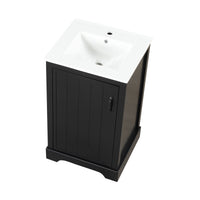 VanityFus 20-in Bathroom Vanity Black Single Sink Combo with Ceramic Top 1 Soft Close Door Adjustable Shelves