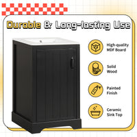 VanityFus 20-in Bathroom Vanity Black Single Sink Combo with Ceramic Top 1 Soft Close Door Adjustable Shelves