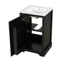 VanityFus 20-in Bathroom Vanity Black Single Sink Combo with Ceramic Top 1 Soft Close Door Adjustable Shelves