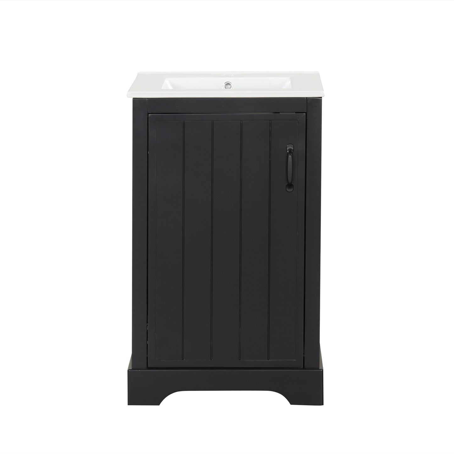 VanityFus 20-in Bathroom Vanity Black Single Sink Combo with Ceramic Top 1 Soft Close Door Adjustable Shelves