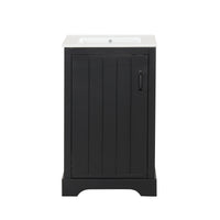 VanityFus 20-in Bathroom Vanity Black Single Sink Combo with Ceramic Top 1 Soft Close Door Adjustable Shelves