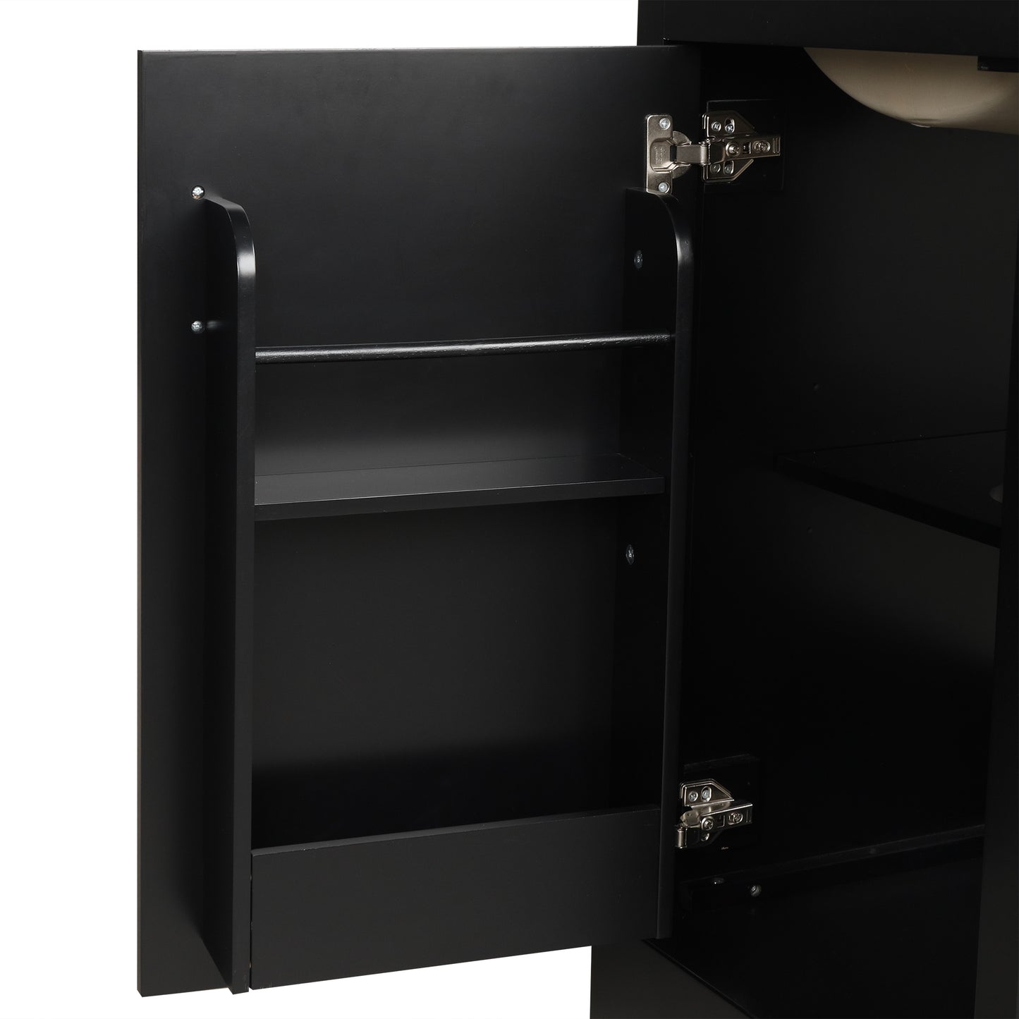 VanityFus 20-in Bathroom Vanity Black Single Sink Combo with Ceramic Top 1 Soft Close Door Adjustable Shelves