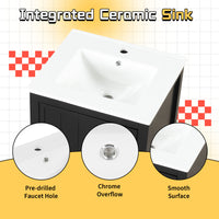 VanityFus 20-in Bathroom Vanity Black Single Sink Combo with Ceramic Top 1 Soft Close Door Adjustable Shelves