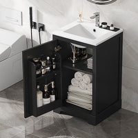 VanityFus 20-in Bathroom Vanity Black Single Sink Combo with Ceramic Top 1 Soft Close Door Adjustable Shelves