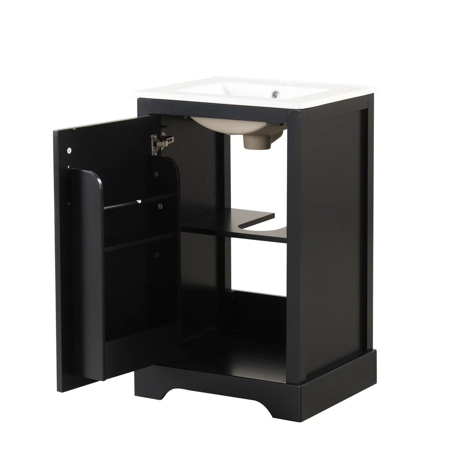 VanityFus 20-in Bathroom Vanity Black Single Sink Combo with Ceramic Top 1 Soft Close Door Adjustable Shelves