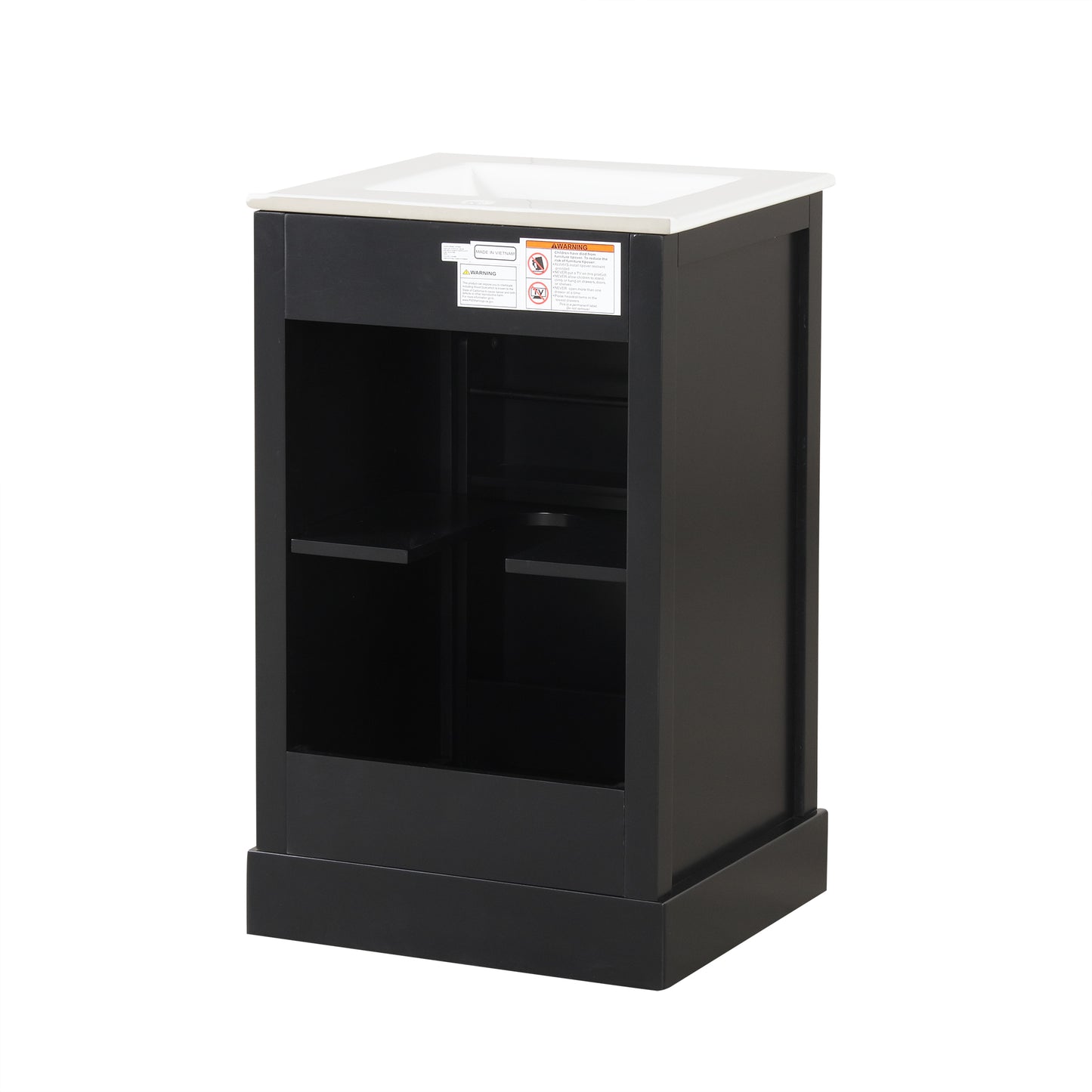 VanityFus 20-in Bathroom Vanity Black Single Sink Combo with Ceramic Top 1 Soft Close Door Adjustable Shelves