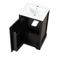 VanityFus 20-in Bathroom Vanity Black Single Sink Combo with Ceramic Top 1 Soft Close Door Adjustable Shelves