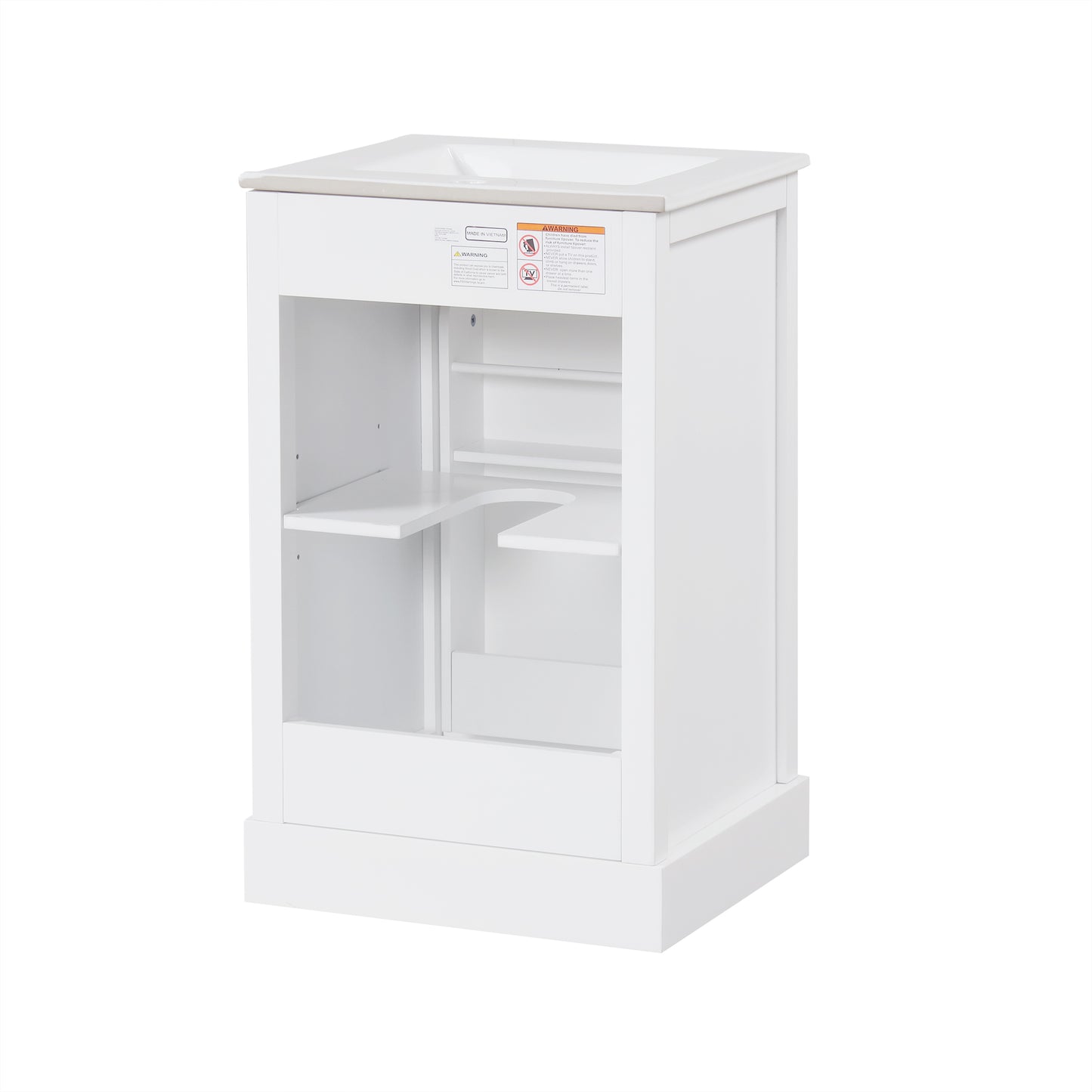 VanityFus 20-in Bathroom Vanity White Single Sink Combo with Ceramic Top 1 Soft Close Door Adjustable Shelves