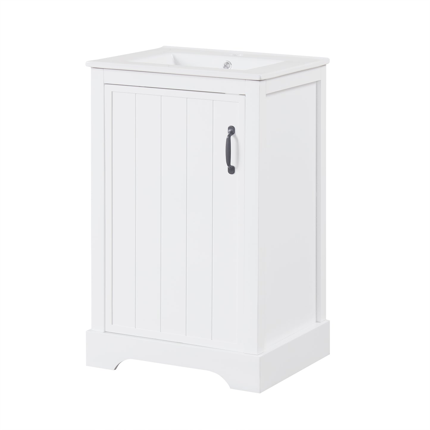 VanityFus 20-in Bathroom Vanity White Single Sink Combo with Ceramic Top 1 Soft Close Door Adjustable Shelves