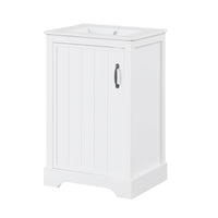 VanityFus 20-in Bathroom Vanity White Single Sink Combo with Ceramic Top 1 Soft Close Door Adjustable Shelves