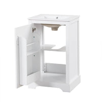 VanityFus 20-in Bathroom Vanity White Single Sink Combo with Ceramic Top 1 Soft Close Door Adjustable Shelves
