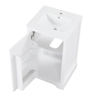 VanityFus 20-in Bathroom Vanity White Single Sink Combo with Ceramic Top 1 Soft Close Door Adjustable Shelves