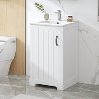 VanityFus 20-in Bathroom Vanity White Single Sink Combo with Ceramic Top 1 Soft Close Door Adjustable Shelves