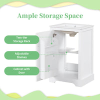 VanityFus 20-in Bathroom Vanity White Single Sink Combo with Ceramic Top 1 Soft Close Door Adjustable Shelves