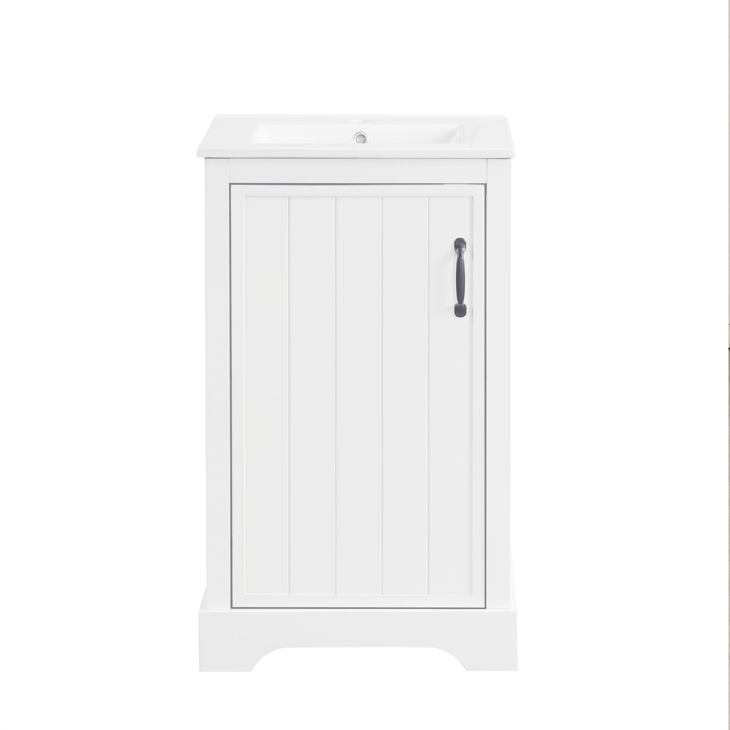 VanityFus 20-in Bathroom Vanity White Single Sink Combo with Ceramic Top 1 Soft Close Door Adjustable Shelves