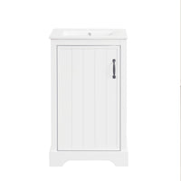 VanityFus 20-in Bathroom Vanity White Single Sink Combo with Ceramic Top 1 Soft Close Door Adjustable Shelves