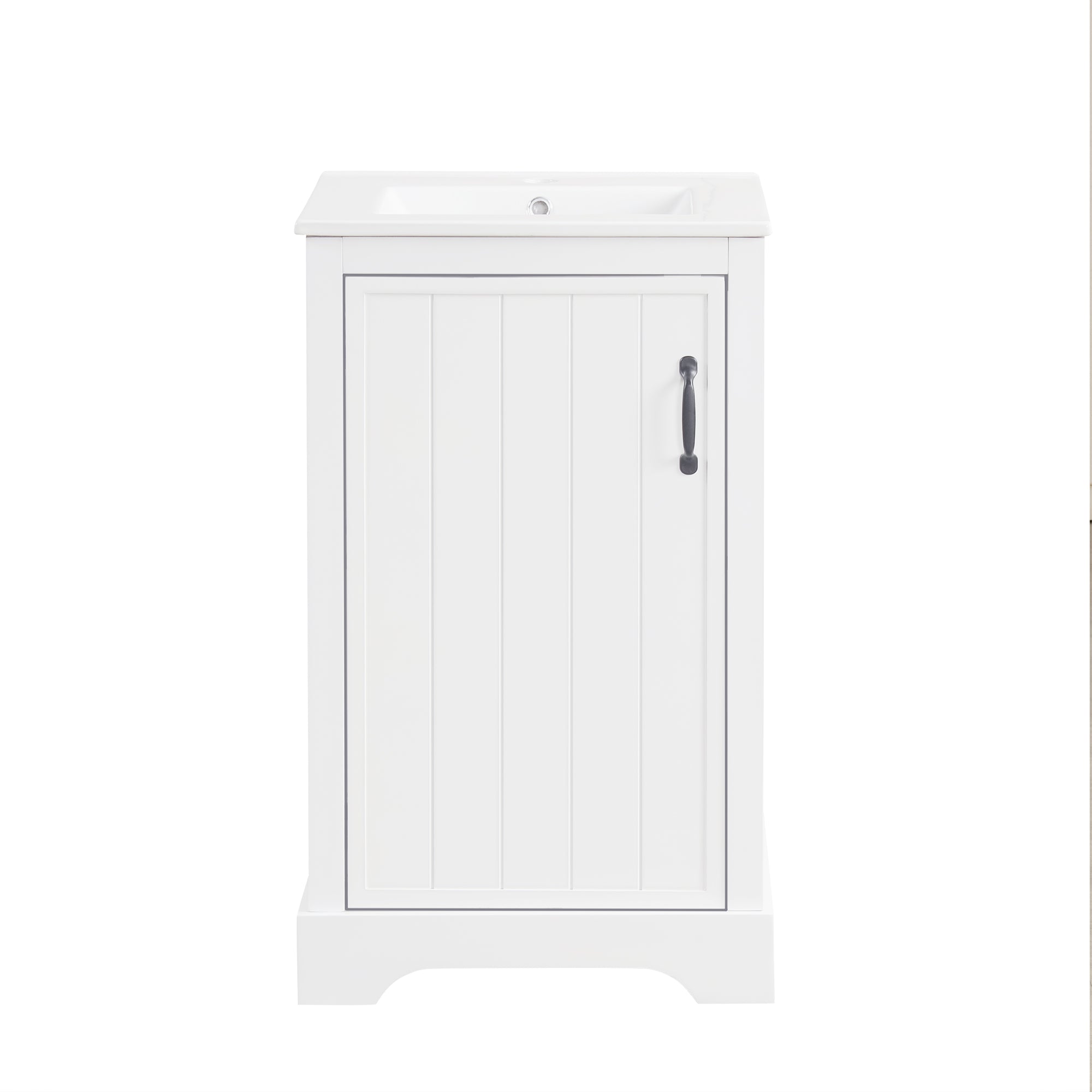 VanityFus 20-in Bathroom Vanity White Single Sink Combo with Ceramic Top 1 Soft Close Door Adjustable Shelves