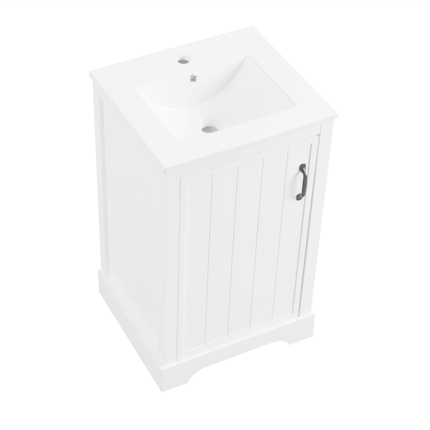 VanityFus 20-in Bathroom Vanity White Single Sink Combo with Ceramic Top 1 Soft Close Door Adjustable Shelves