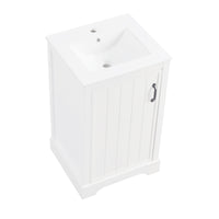 VanityFus 20-in Bathroom Vanity White Single Sink Combo with Ceramic Top 1 Soft Close Door Adjustable Shelves