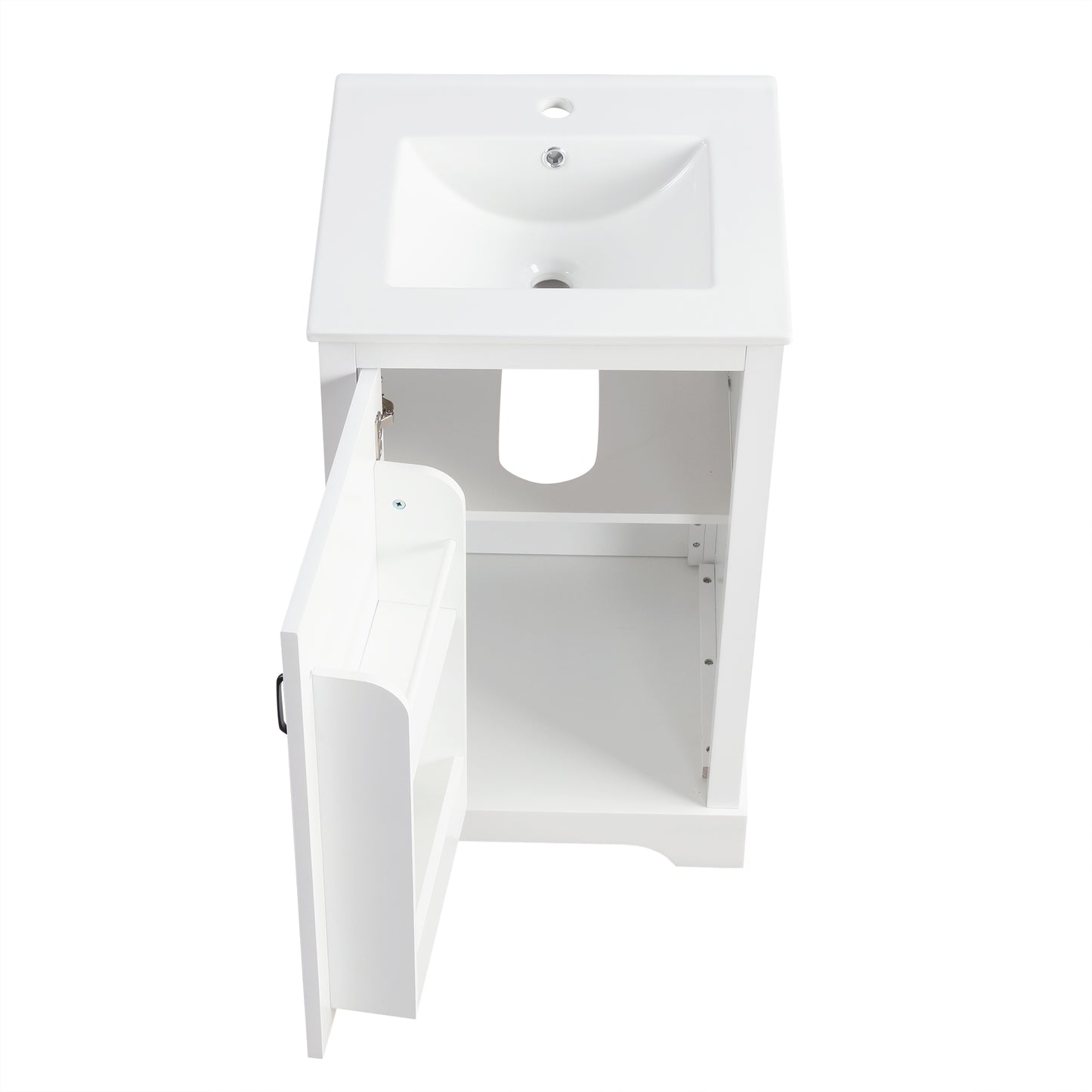 VanityFus 20-in Bathroom Vanity White Single Sink Combo with Ceramic Top 1 Soft Close Door Adjustable Shelves
