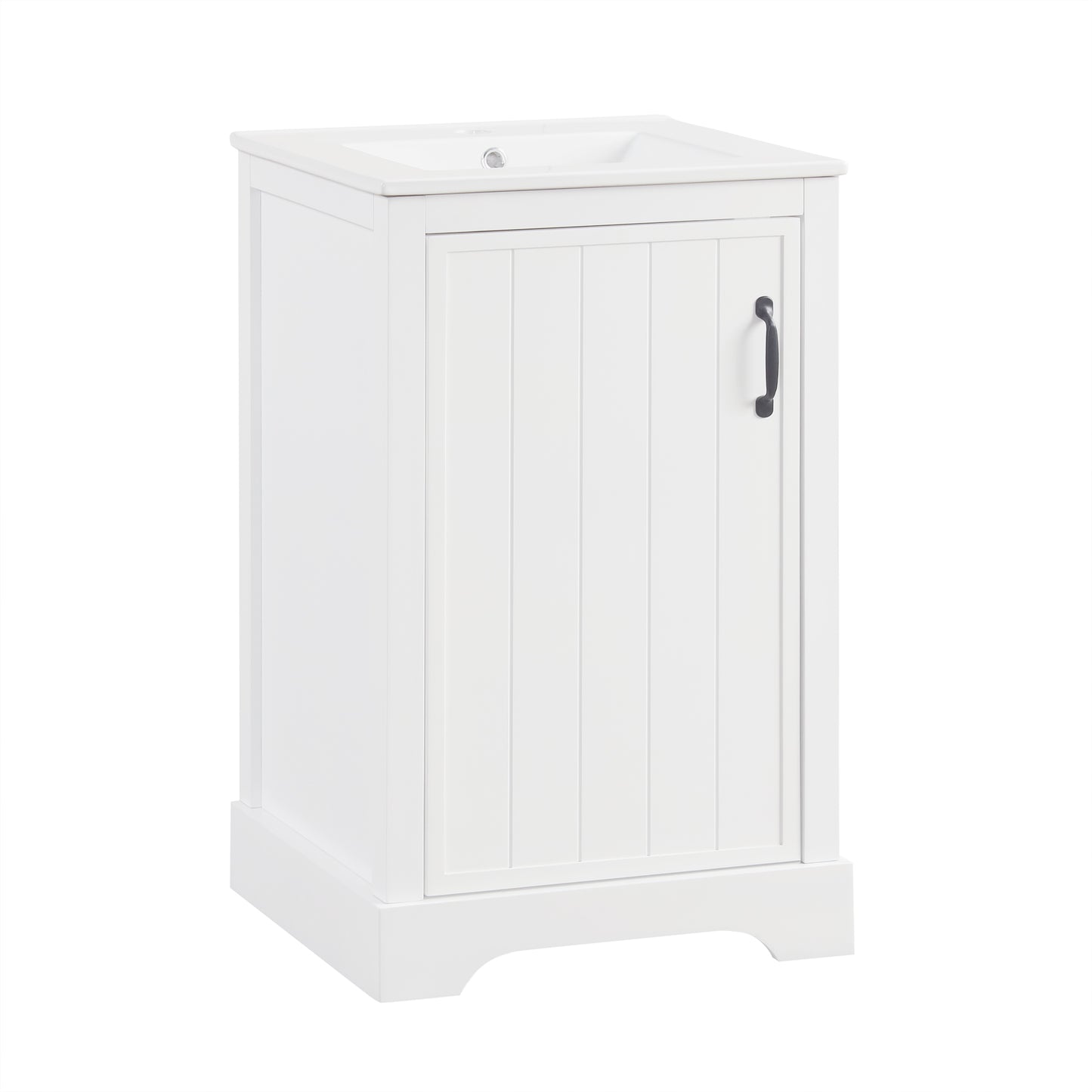 VanityFus 20-in Bathroom Vanity White Single Sink Combo with Ceramic Top 1 Soft Close Door Adjustable Shelves