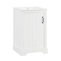 VanityFus 20-in Bathroom Vanity White Single Sink Combo with Ceramic Top 1 Soft Close Door Adjustable Shelves