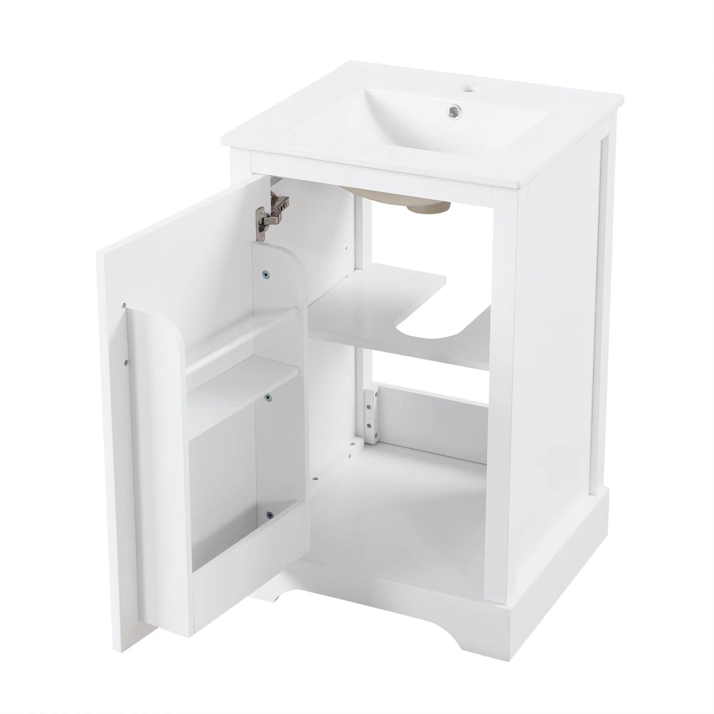 VanityFus 20-in Bathroom Vanity White Single Sink Combo with Ceramic Top 1 Soft Close Door Adjustable Shelves