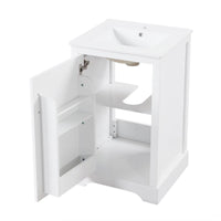 VanityFus 20-in Bathroom Vanity White Single Sink Combo with Ceramic Top 1 Soft Close Door Adjustable Shelves