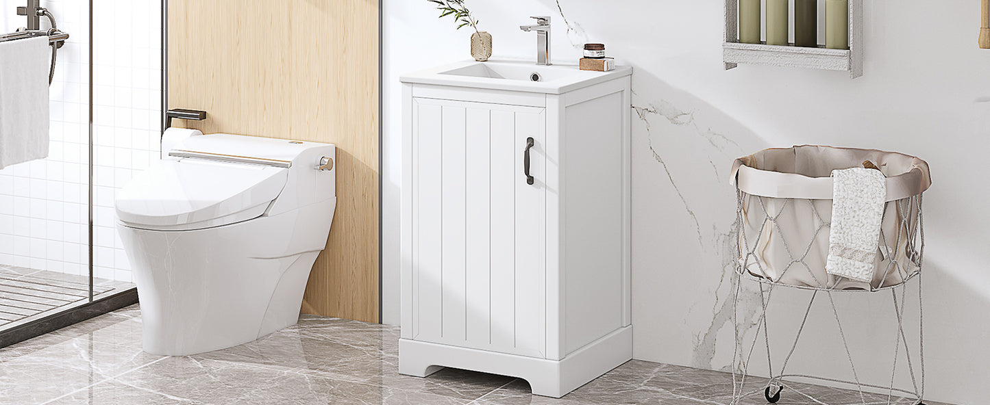 VanityFus 20-in Bathroom Vanity White Single Sink Combo with Ceramic Top 1 Soft Close Door Adjustable Shelves