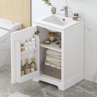 VanityFus 20-in Bathroom Vanity White Single Sink Combo with Ceramic Top 1 Soft Close Door Adjustable Shelves