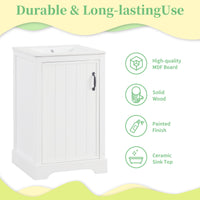 VanityFus 20-in Bathroom Vanity White Single Sink Combo with Ceramic Top 1 Soft Close Door Adjustable Shelves