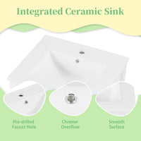 VanityFus 20-in Bathroom Vanity White Single Sink Combo with Ceramic Top 1 Soft Close Door Adjustable Shelves