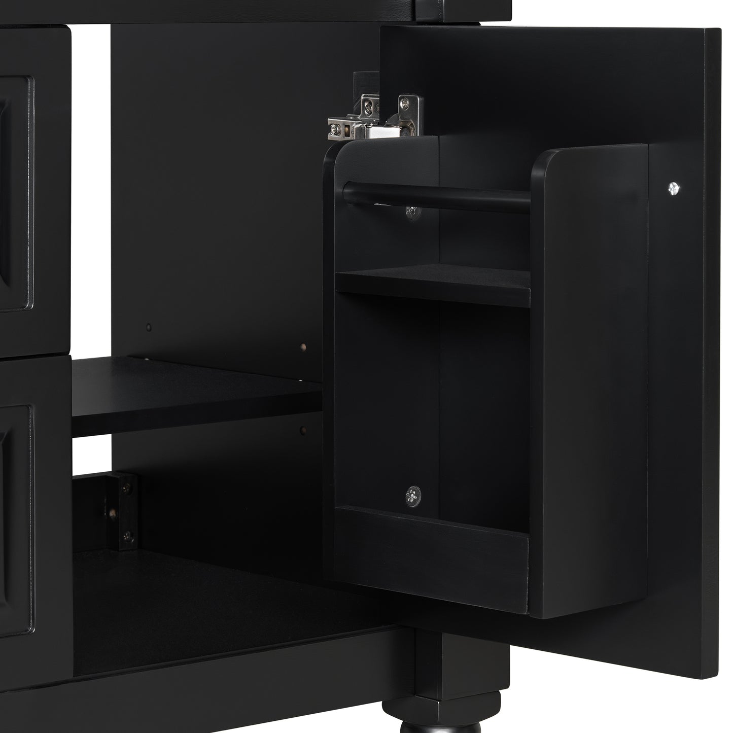 VanityFus 24-in Bathroom Vanity Black Single Sink Combo with Ceramic Top 1 Door 3 Drawers Adjustable Shelves
