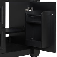 VanityFus 24-in Bathroom Vanity Black Single Sink Combo with Ceramic Top 1 Door 3 Drawers Adjustable Shelves