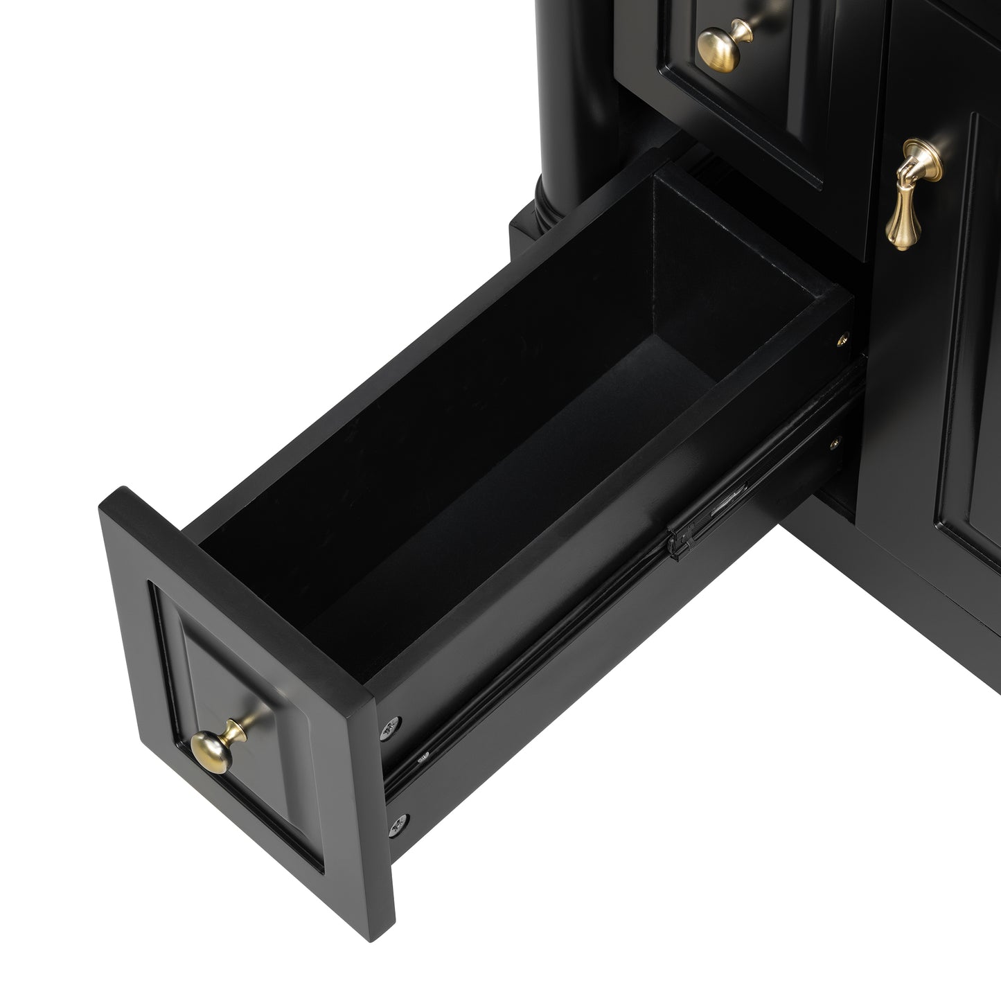 VanityFus 24-in Bathroom Vanity Black Single Sink Combo with Ceramic Top 1 Door 3 Drawers Adjustable Shelves