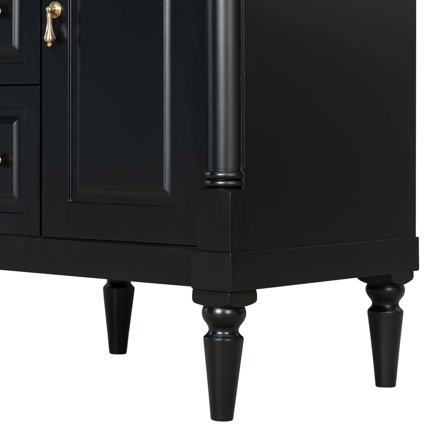 VanityFus 24-in Bathroom Vanity Black Single Sink Combo with Ceramic Top 1 Door 3 Drawers Adjustable Shelves