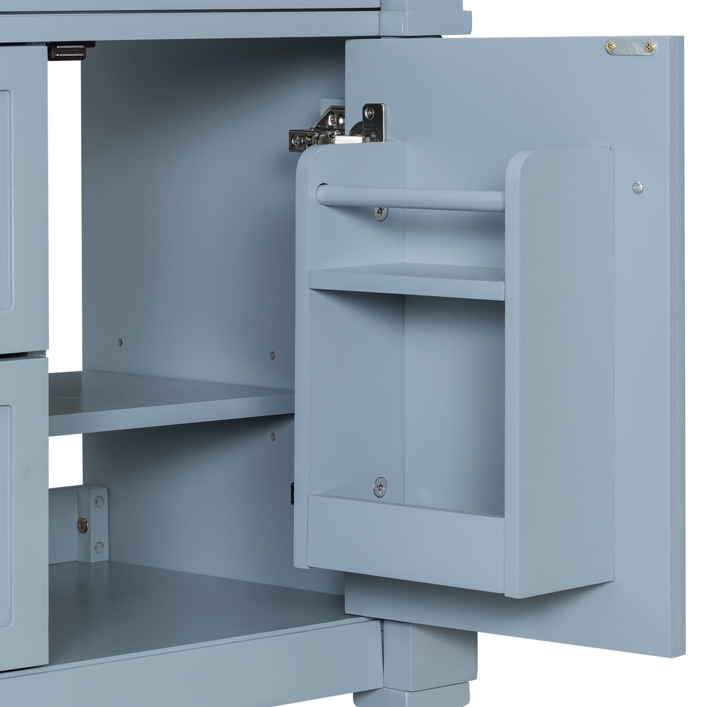VanityFus 24-in Bathroom Vanity Blue Grey Single Sink Combo with Ceramic Top 1 Door 3 Drawers Adjustable Shelves
