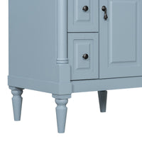 VanityFus 24-in Bathroom Vanity Blue Grey Single Sink Combo with Ceramic Top 1 Door 3 Drawers Adjustable Shelves