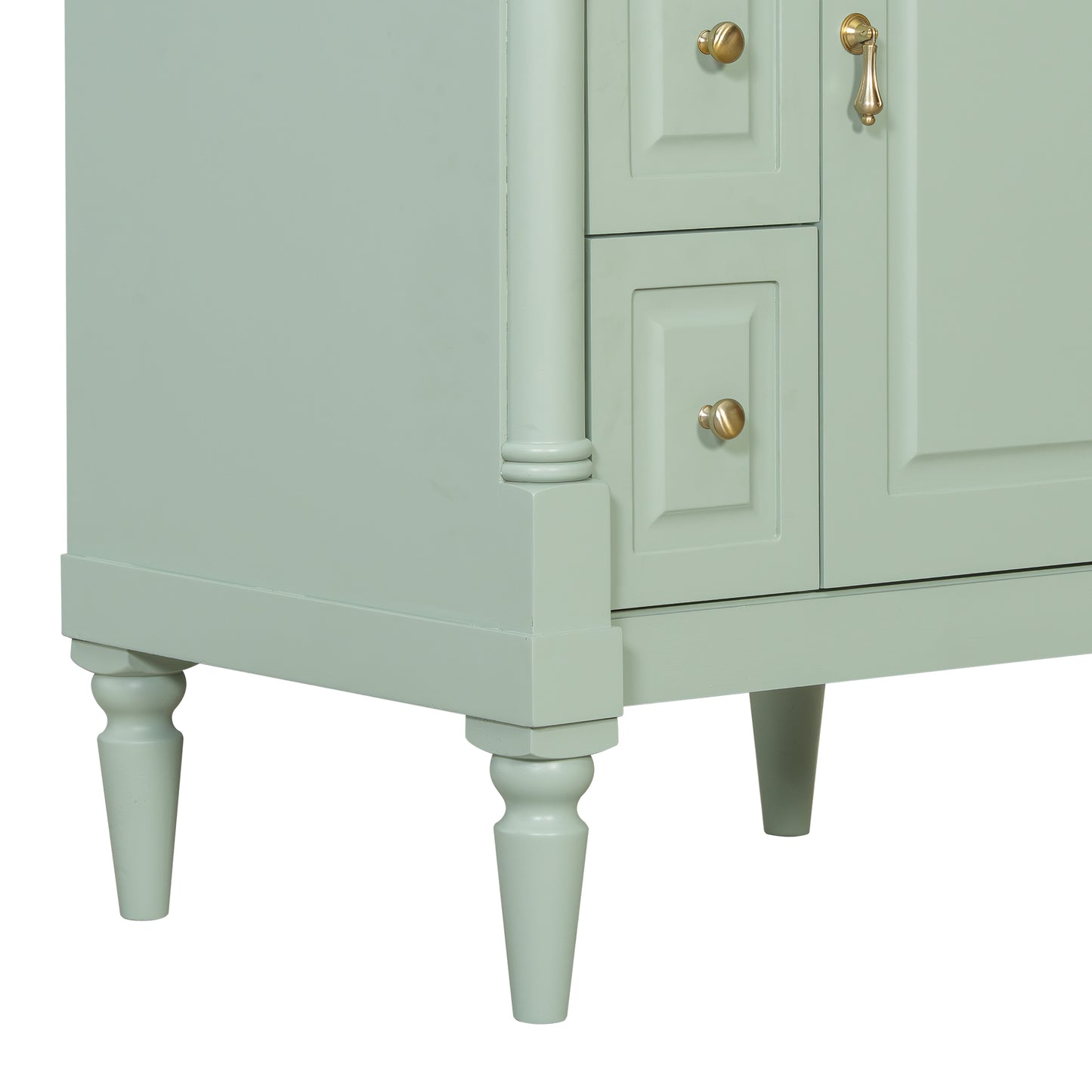 VanityFus 24-in Bathroom Vanity Green Single Sink Combo with Ceramic Top 1 Door 3 Drawers Adjustable Shelves