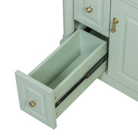 VanityFus 24-in Bathroom Vanity Green Single Sink Combo with Ceramic Top 1 Door 3 Drawers Adjustable Shelves
