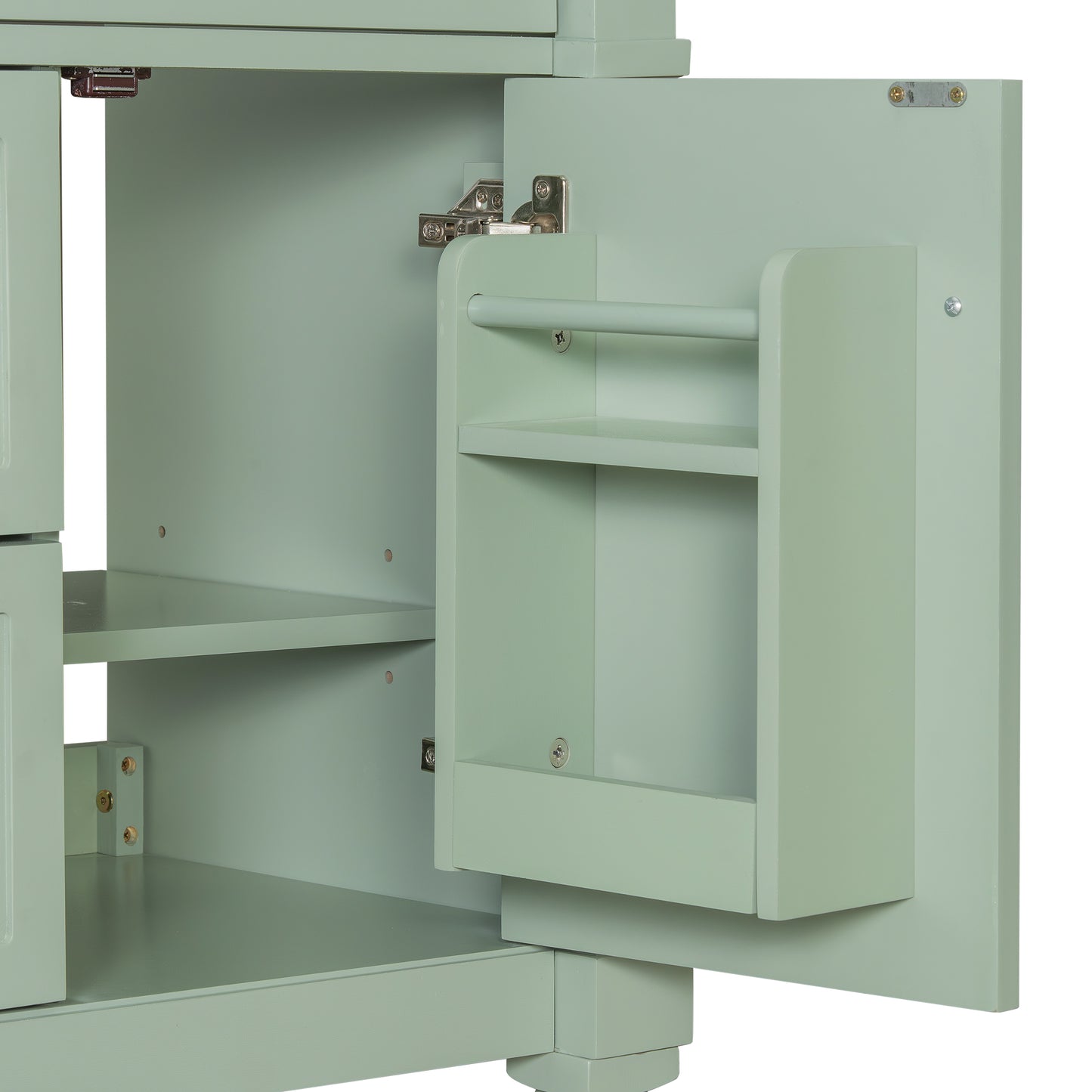 VanityFus 24-in Bathroom Vanity Green Single Sink Combo with Ceramic Top 1 Door 3 Drawers Adjustable Shelves