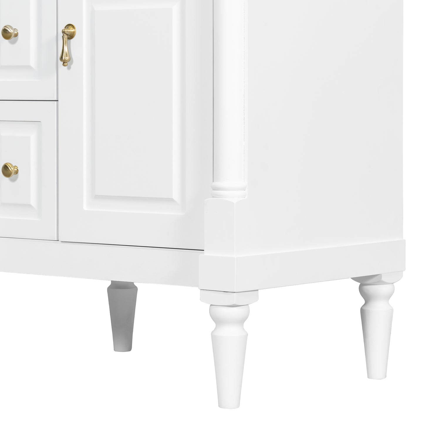 VanityFus 24-in Bathroom Vanity White Single Sink Combo with Ceramic Top 1 Door 3 Drawers Adjustable Shelves