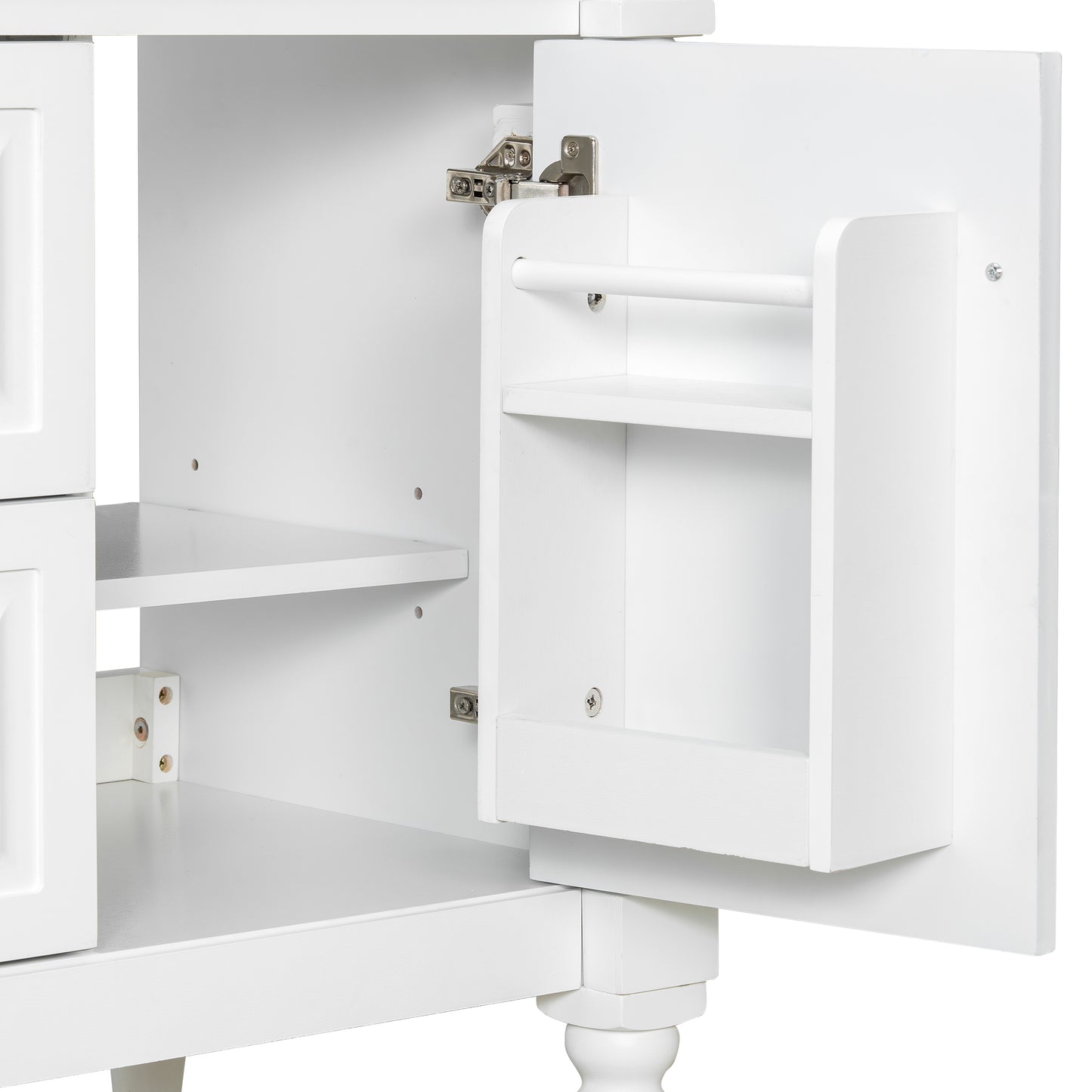 VanityFus 24-in Bathroom Vanity White Single Sink Combo with Ceramic Top 1 Door 3 Drawers Adjustable Shelves
