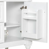 VanityFus 24-in Bathroom Vanity White Single Sink Combo with Ceramic Top 1 Door 3 Drawers Adjustable Shelves