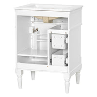 VanityFus 24-in Bathroom Vanity White Single Sink Combo with Ceramic Top 1 Door 3 Drawers Adjustable Shelves